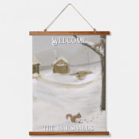Winter Storm Personalize Wood Topped Wall Tapestry