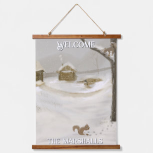 Winter Storm Personalize Wood Topped Wall Tapestry