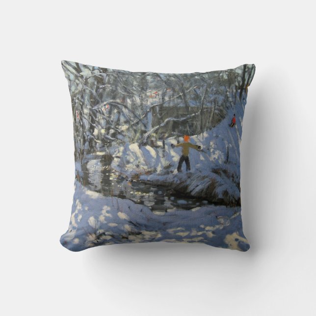 Winter Stream Derbyshire Throw Pillow (Front)