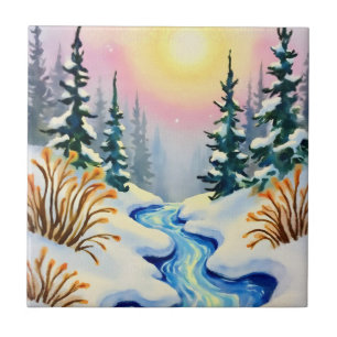 Winter Stream Landscape Tile