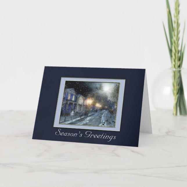 Winter Street Scene Holiday Greeting (Front)