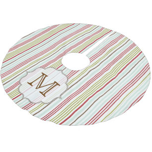 Winter Stripe Monogram Initial Tree Skirt