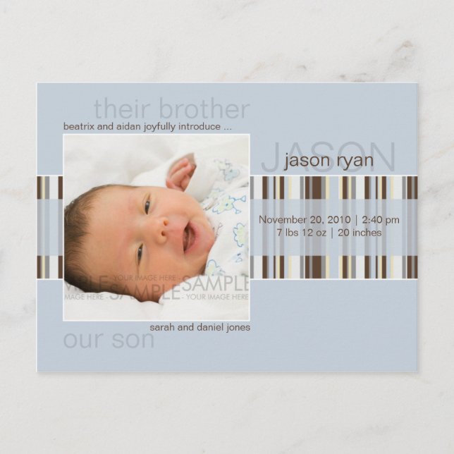 Winter Stripes Blue • Baby Announcement (Front)