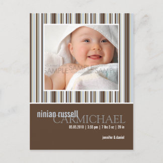 Winter Stripes Brown • Baby Announcement
