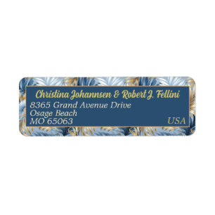 Winter style elegant blue fauxgolden leaves custom