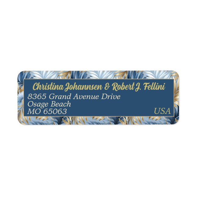 Winter style elegant blue fauxgolden leaves custom (Front)