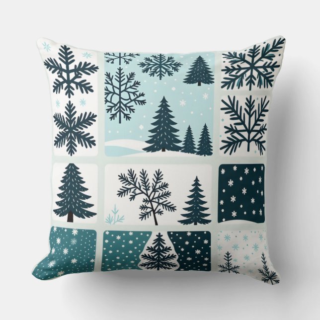 Winter-style patterned pillow cushion (Front)
