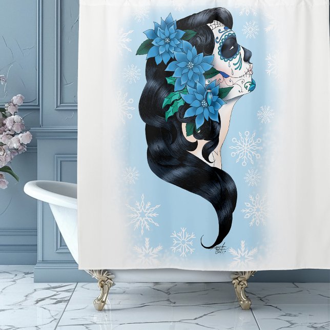 Winter Sugar Skull Blue Snowflakes (Creator Uploaded)