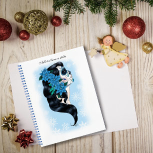 Winter Sugar Skull Blue Snowflakes Notebook