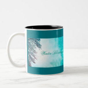 Winter Sun and Snow "Winter Blessings" Two-Tone Coffee Mug