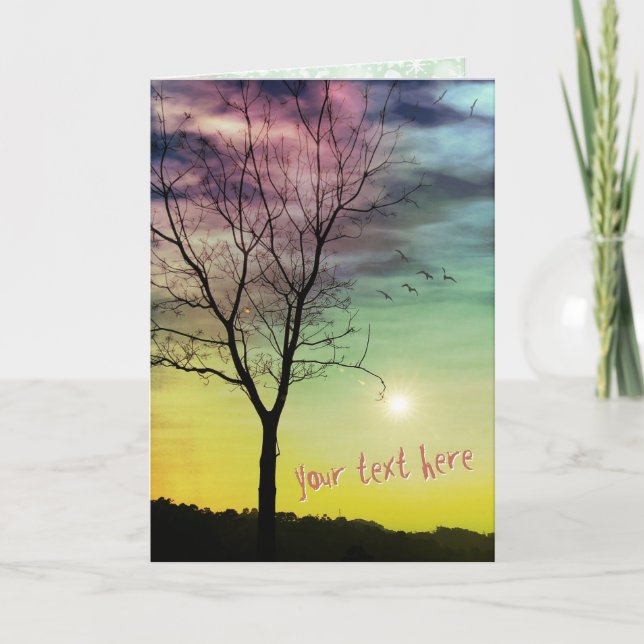 WINTER SUN AND TREE | Custom Greeting Card (Front)