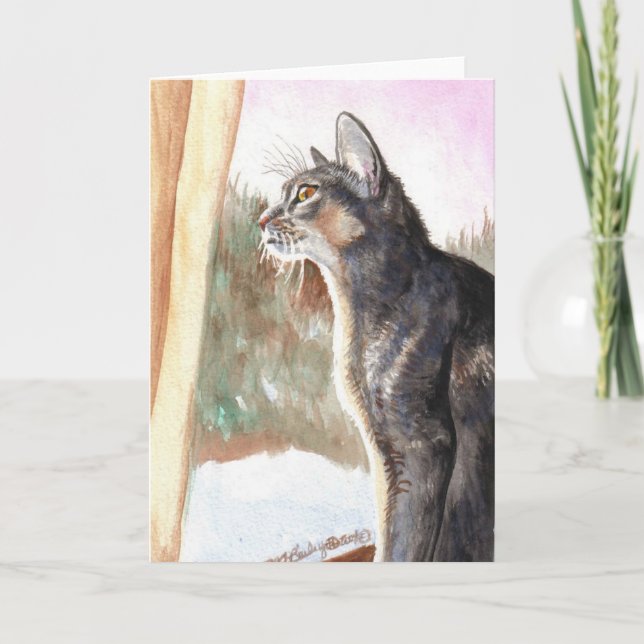 "Winter Sun" Blue Abyssinian Card (Front)