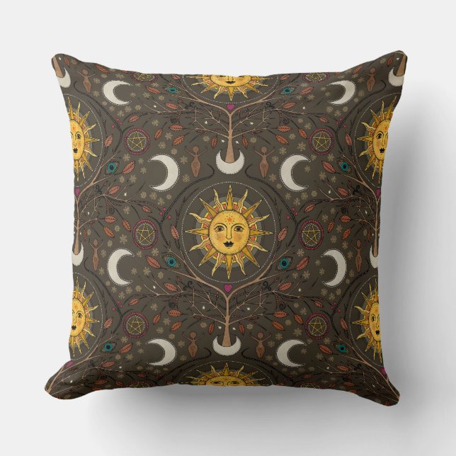 winter sun brown throw pillow (Front)