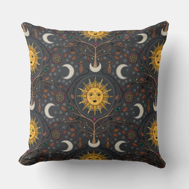 winter sun soft black throw pillow (Front)