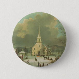 Winter Sunday in olden times 2 Inch Round Button