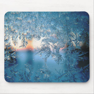 Winter Sunlight Through Frosted Ice Crystals Glass Mouse Pad
