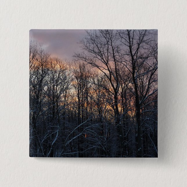 Winter Sunrise I Pastel Nature Landscape 2 Inch Square Button (Front)