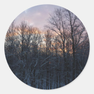 Winter Sunrise I Pastel Nature Landscape Classic Round Sticker