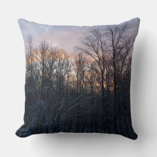 Winter Sunrise I Pastel Nature Landscape Throw Pillow