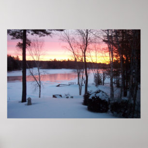 Winter Sunrise reflects off the Lake Poster
