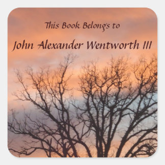 Winter Sunset 1 Custom Bookplate Square Sticker