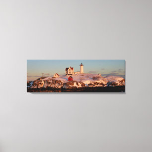Winter sunset at Nubble Light  Canvas Print