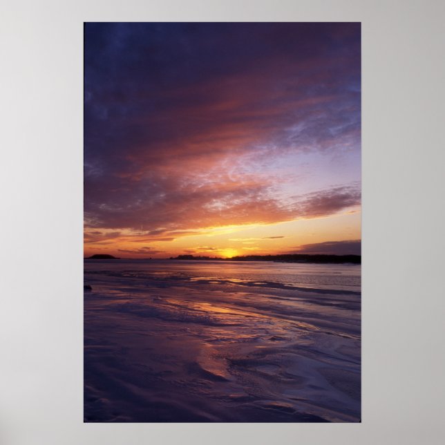Winter Sunset, Bluff Point State Park Connecticut Poster (Front)