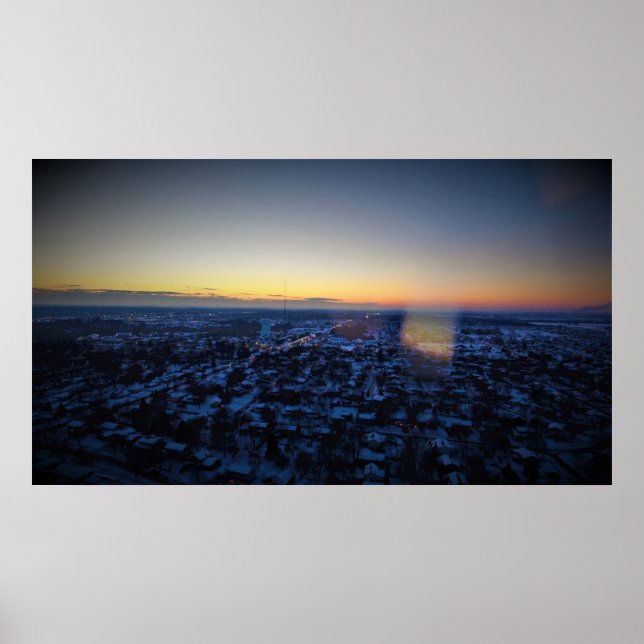Winter Sunset Cedar Rapids Poster (Front)