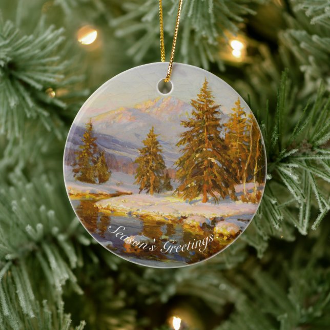 Winter Sunset, Christmas tree Ceramic Ornament (Tree)