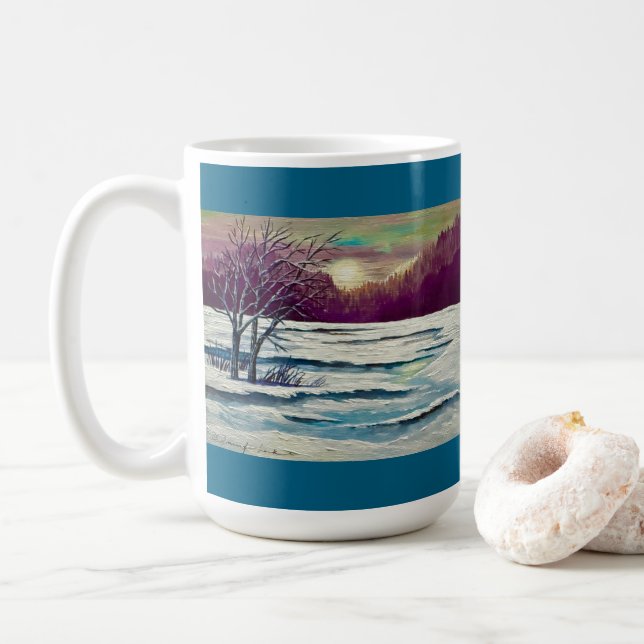Winter Sunset  Coffee Mug (With Donut)