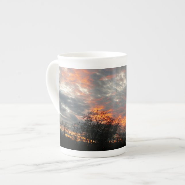 Winter Sunset Nature Landscape Photography Bone China Mug (Front Left)