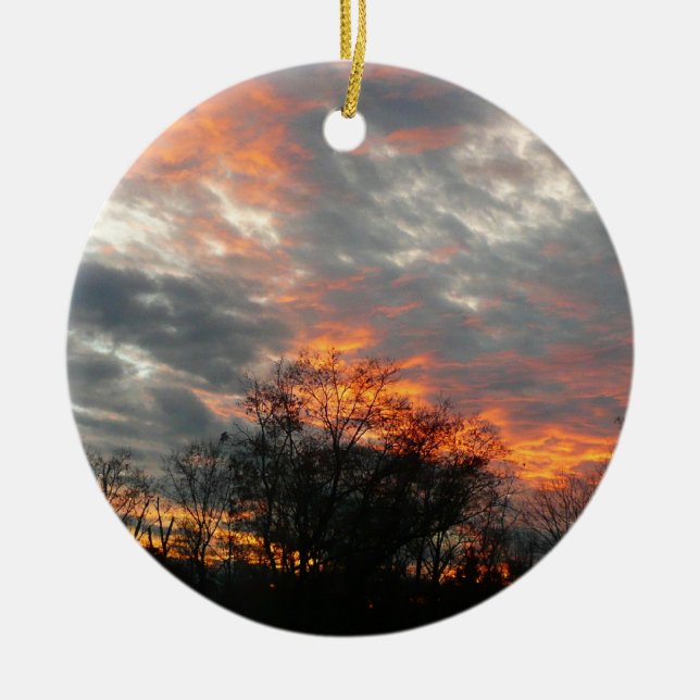 Winter Sunset Nature Landscape Photography Ceramic Ornament (Front)