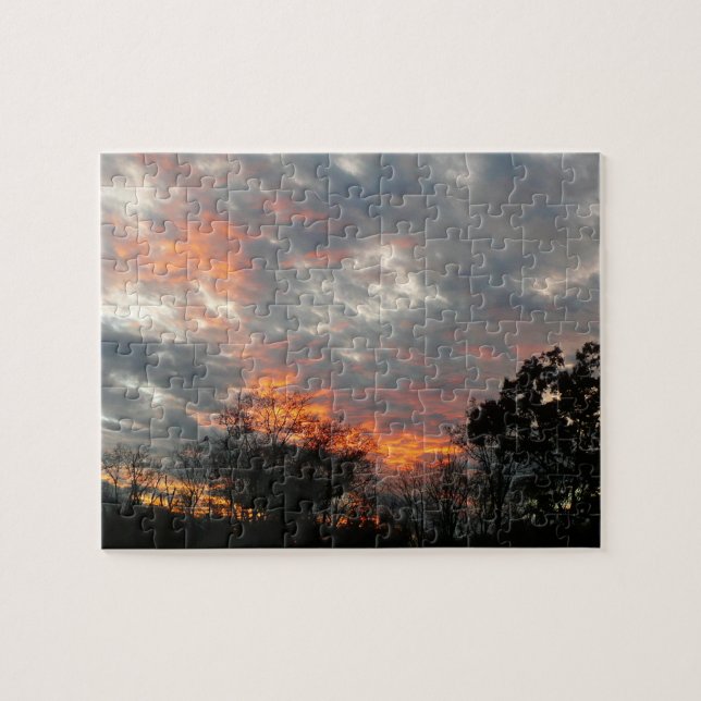 Winter Sunset Nature Landscape Photography Jigsaw Puzzle (Horizontal)