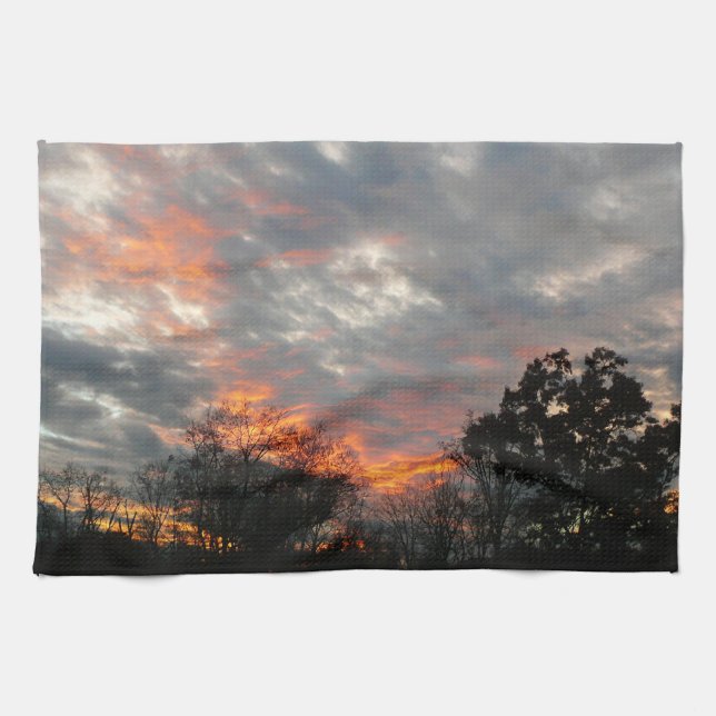 Winter Sunset Nature Landscape Photography Kitchen Towel (Horizontal)