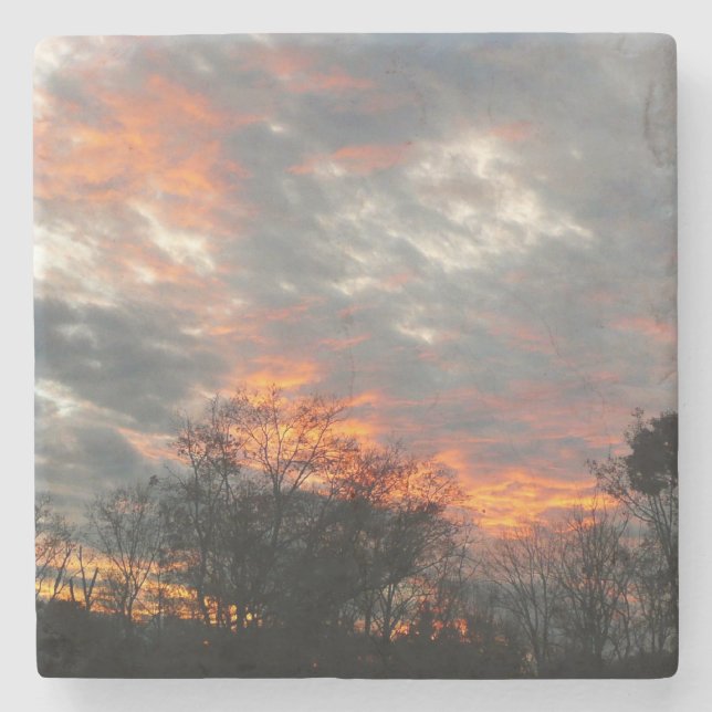 Winter Sunset Nature Landscape Photography Stone Coaster (Front)