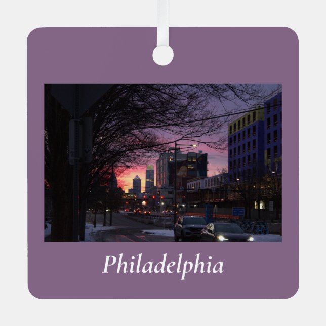Winter Sunset Philadelphia Ornament  (Front)