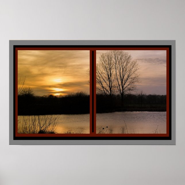 Winter Sunset Scenic Window Poster (Front)