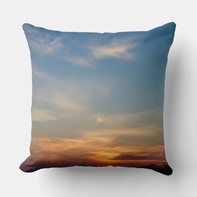 Winter sunset sky throw pillow (Front)