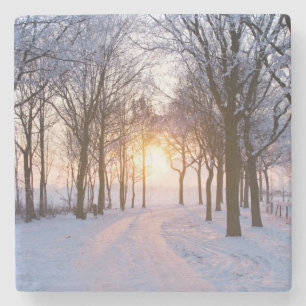 Winter Sunset Stone Coaster