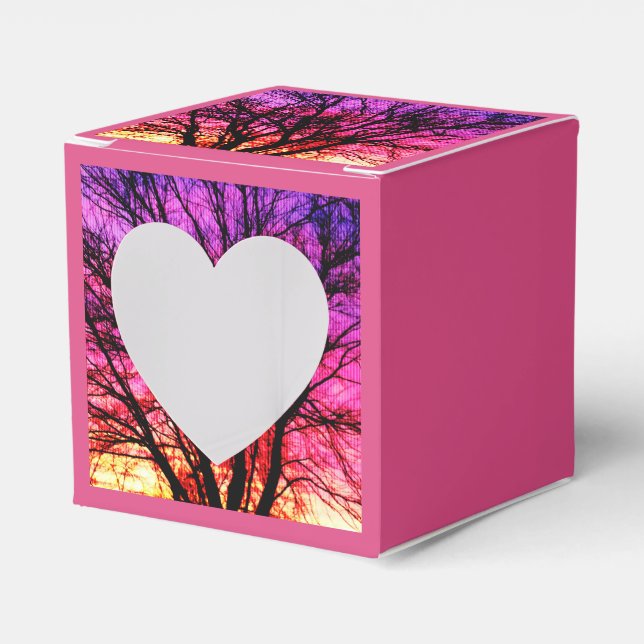 Winter Sunset Tree - Pink Favor Box (Front Side)