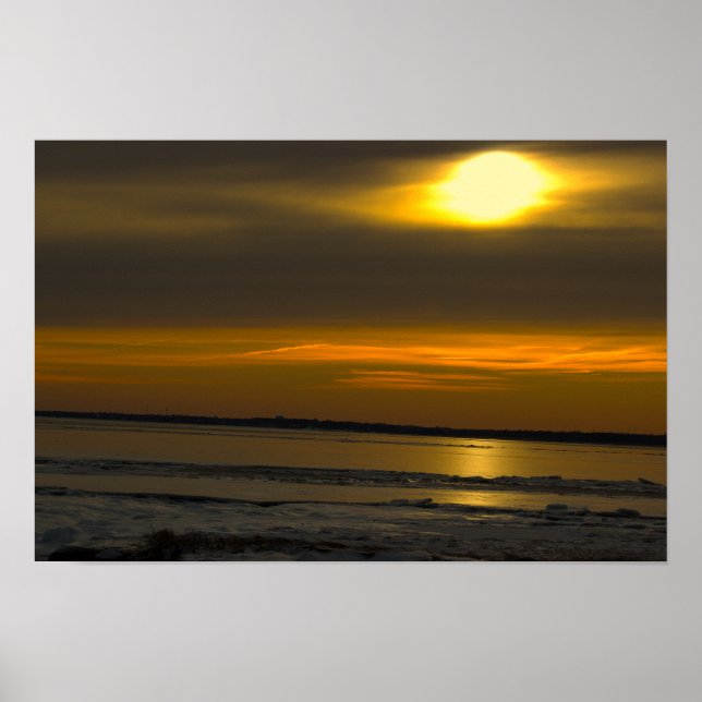 Winter Sunset Waterscape Poster (Front)