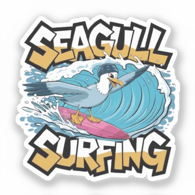 Winter Surfer Seagull, Seagull Surfing, Seagull  (Front)