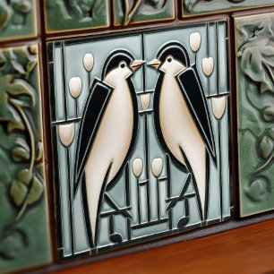 Winter Swallows Mackintosh Art Deco Nouveau Decor Tile