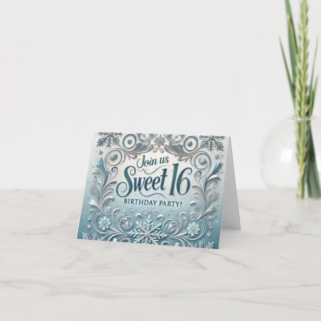 Winter Sweet 16 Anniversaire Fête Invitation (Devant)