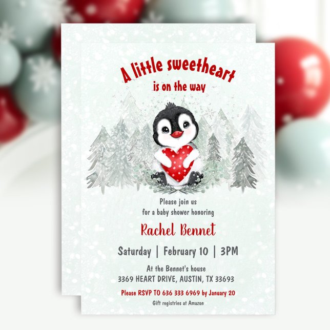 Winter Sweetheart Valentines Boy Baby Shower Invitation (Winter Sweetheart Valentines Boy Baby Shower Invitation)