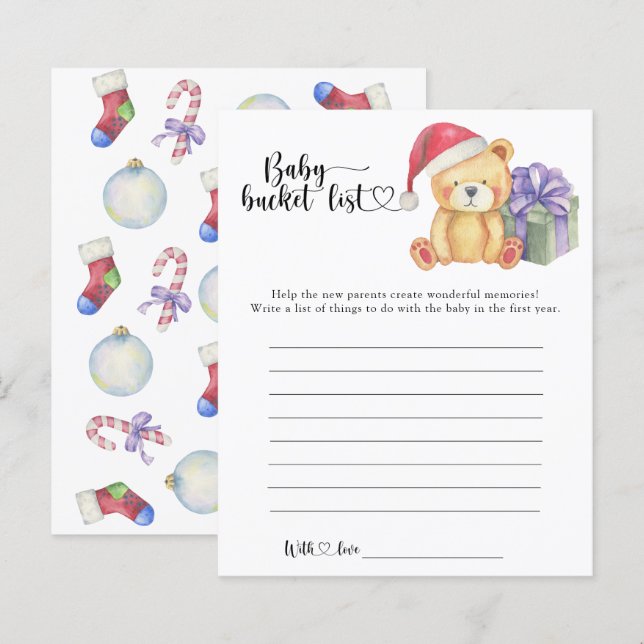 Winter teddy bear - Baby bucket list (Front/Back)