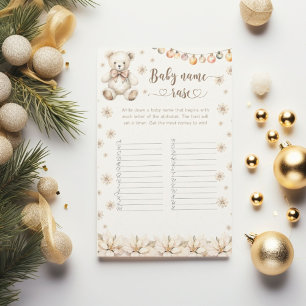 Winter Teddy Bear baby name race baby shower game