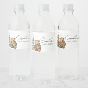 Winter Teddy Bear Baby Shower Water Bottle Label