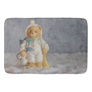 Winter Teddy Bear Figurine Bath Mat