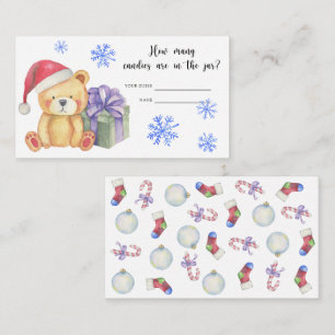 Winter teddy bear - guess how many candies enclosure card